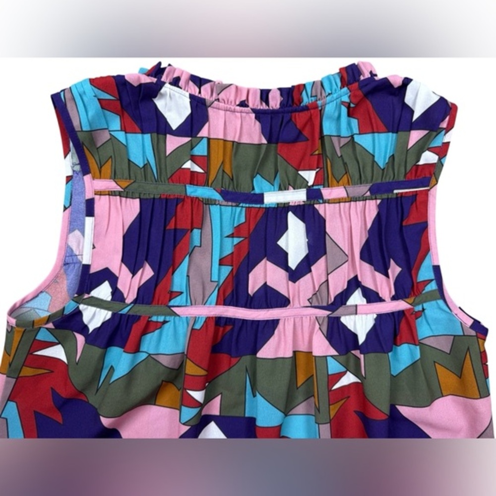 Crosby by Mollie Burch Colorful Geometric Print Tank Top Blouse Womens Small - Picture 6 of 7